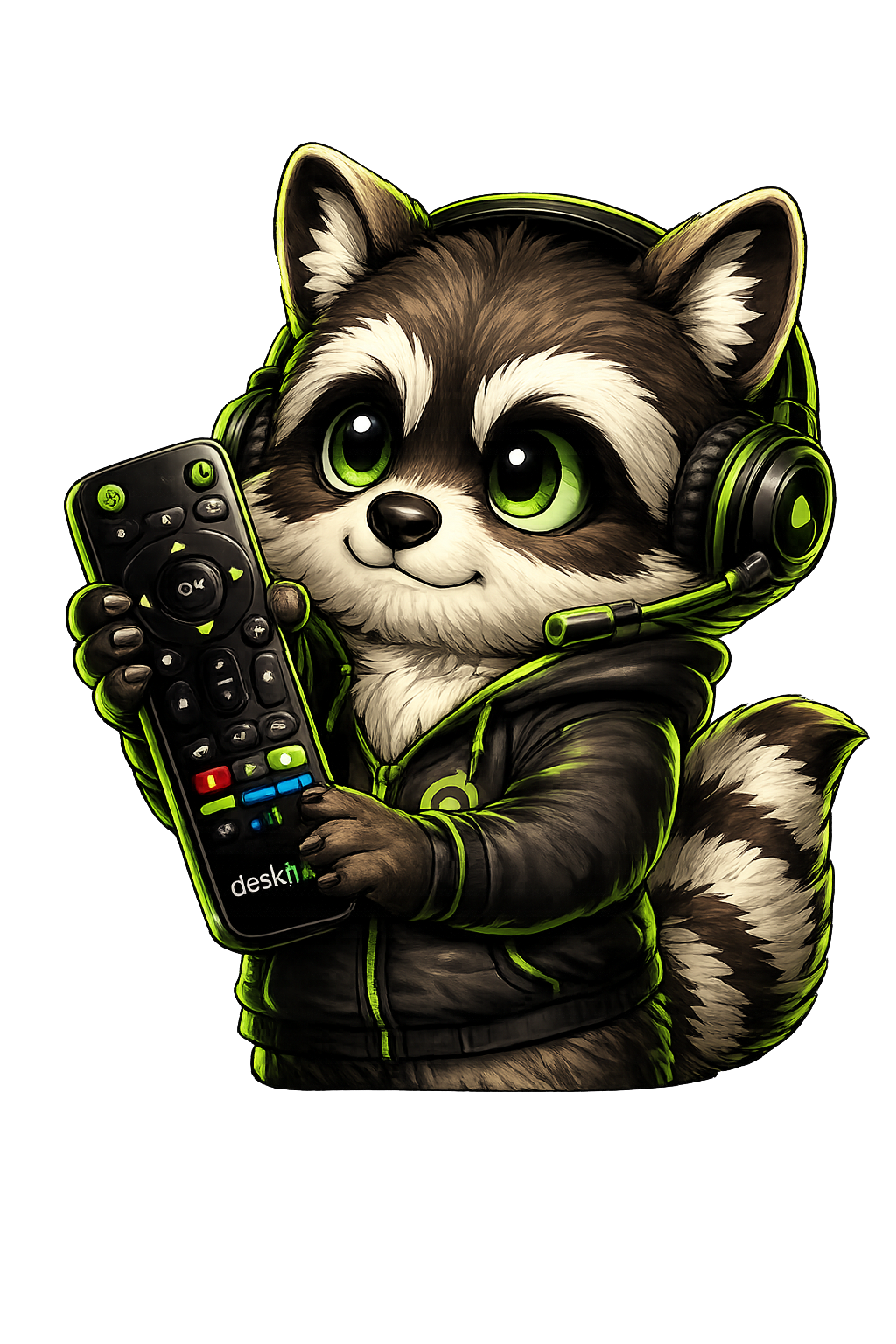 Mascote guaxinim da Deskflix